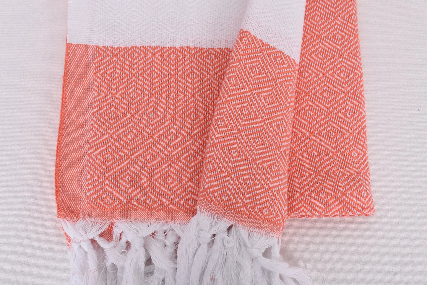 Vermilion Red White Diamonds Bath Towel Organic Turkish Towel - 70" X 40" - LUMINA ELIGMA HOME