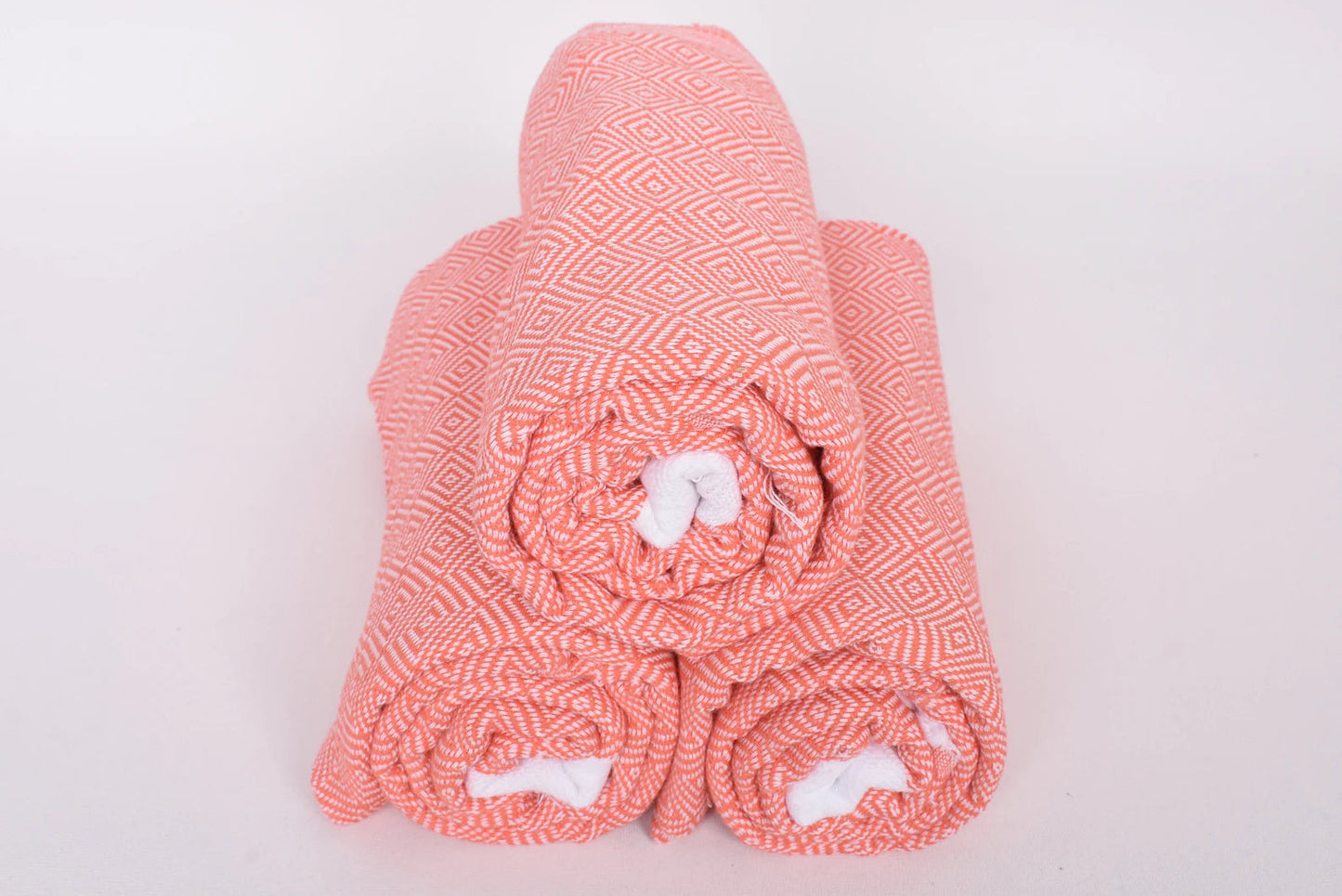 Vermilion Red White Diamonds Bath Towel Organic Turkish Towel - 70" X 40" - LUMINA ELIGMA HOME
