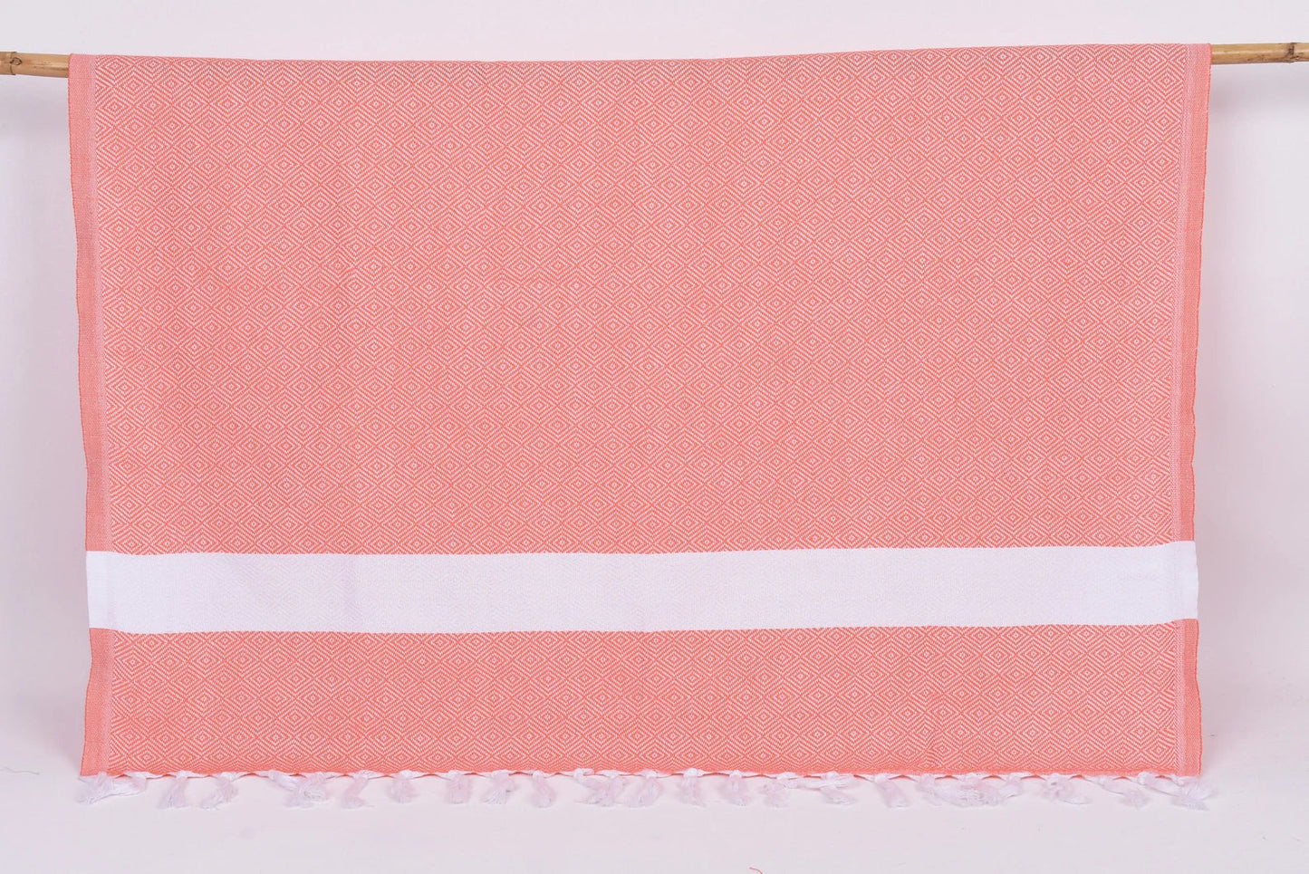 Vermilion Red White Diamonds Bath Towel Organic Turkish Towel - 70" X 40" - LUMINA ELIGMA HOME