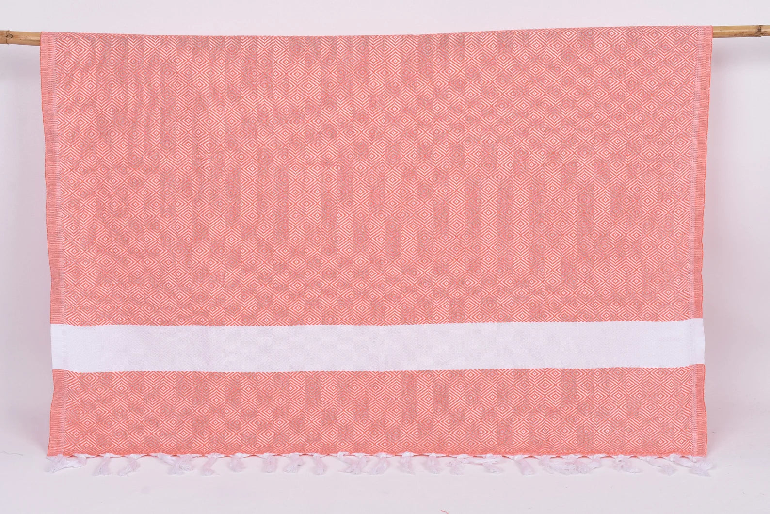 Vermilion Red White Diamonds Bath Towel Organic Turkish Towel - 70" X 40" - LUMINA ELIGMA HOME