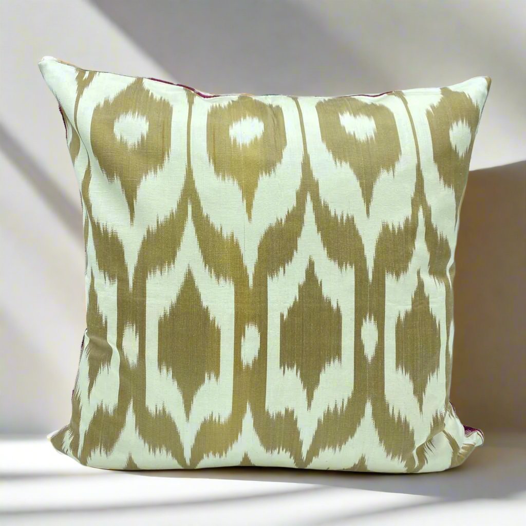 IKAT Silk Back Pillow Cover 50x50CM - Pink Birds - LUMINA ELIGMA HOME