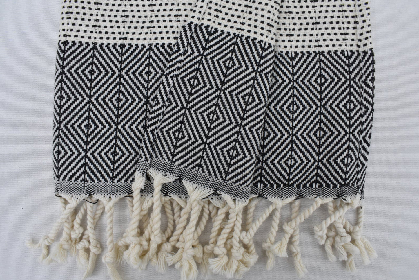 Face Towel Organic Turkish Towel Diamond Weave Black - 90cm x 50 CM