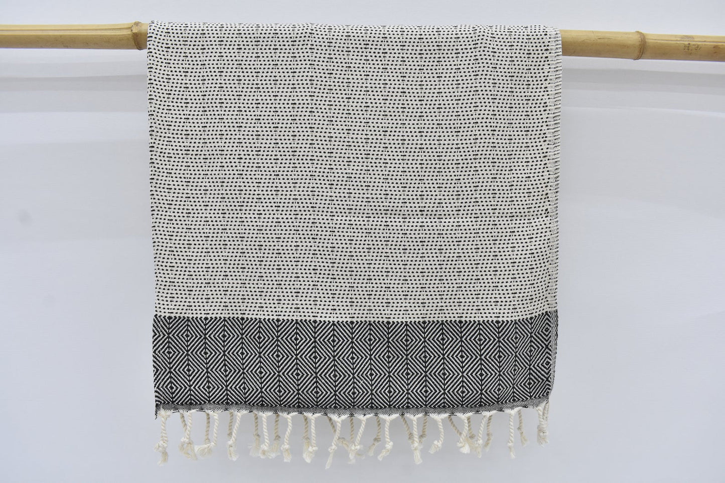 Face Towel Organic Turkish Towel Diamond Weave Black - 90cm x 50 CM