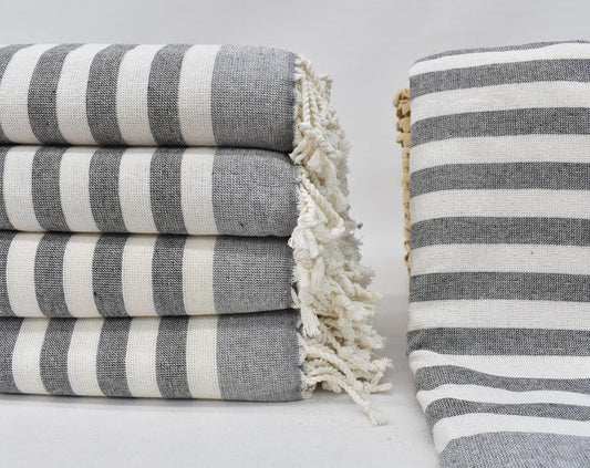 Gray on Gray Terry Bath Towel Organic Turkish Cotton - 63" X 40"