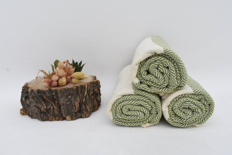 Dark Green Bath & Hand Diamonds Towel Organic Turkish Cotton - 70" X 40" - 36" X 20"