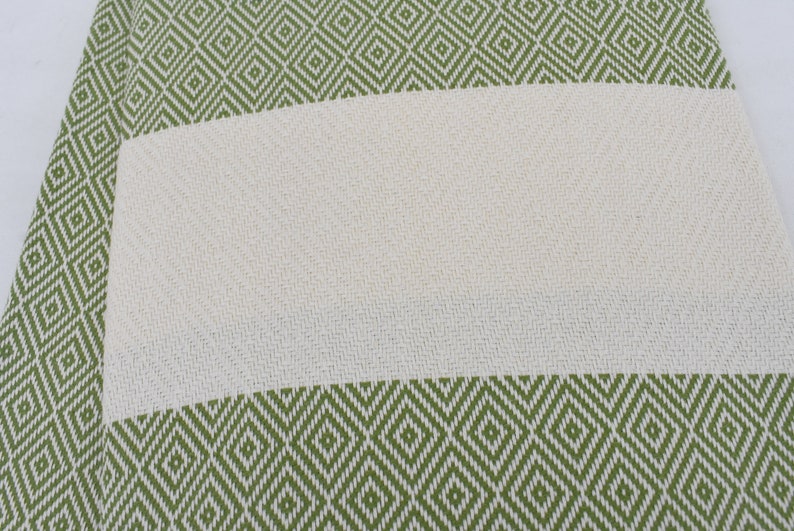 Dark Green Bath & Hand Diamonds Towel Organic Turkish Cotton - 70" X 40" - 36" X 20"