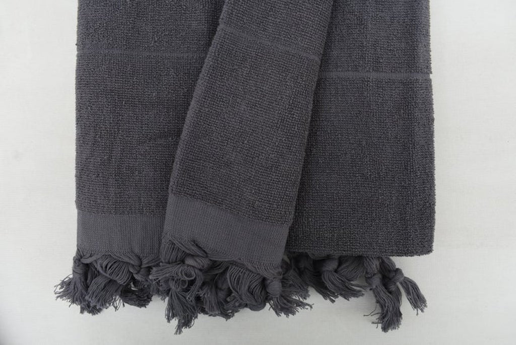 Handmade Gray Stonewashed Terry Towel Organic Turkish Towel - 180 CM X 90 CM
