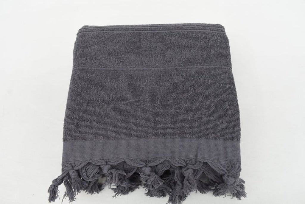Handmade Gray Stonewashed Terry Towel Organic Turkish Towel - 180 CM X 90 CM
