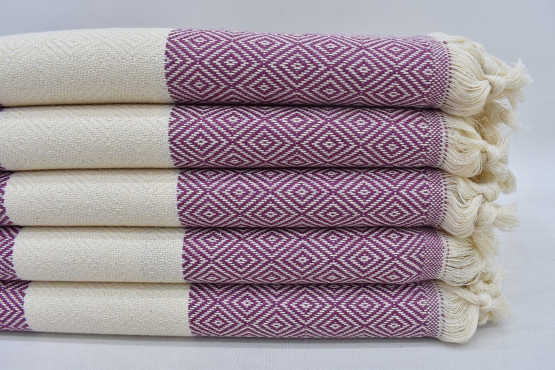 Purple Bath & Hand Towel Diamonds - 70" X 40" - 36" X 20" - LUMINA ELIGMA HOME