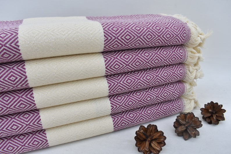 Purple Bath & Hand Towel Diamonds - 70" X 40" - 36" X 20" - LUMINA ELIGMA HOME