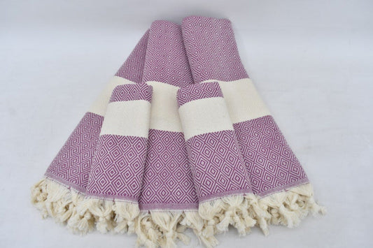 Purple Bath & Hand Towel Diamonds - 70" X 40" - 36" X 20" - LUMINA ELIGMA HOME