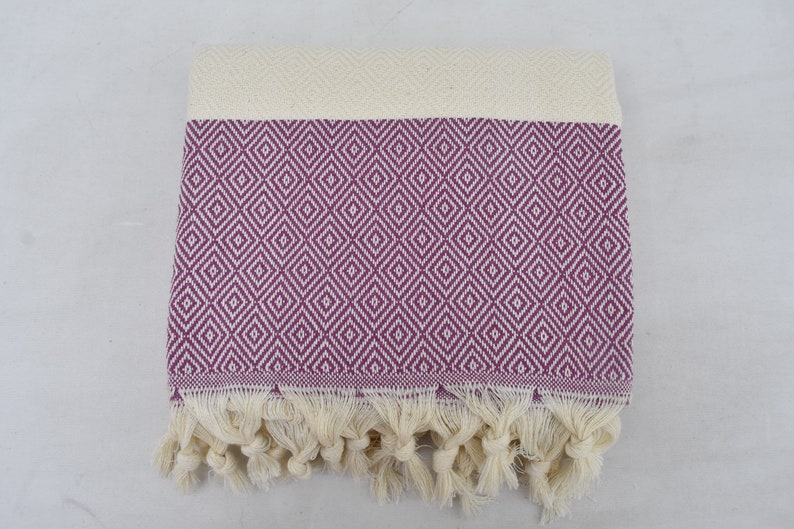 Purple Bath & Hand Towel Diamonds - 70" X 40" - 36" X 20" - LUMINA ELIGMA HOME