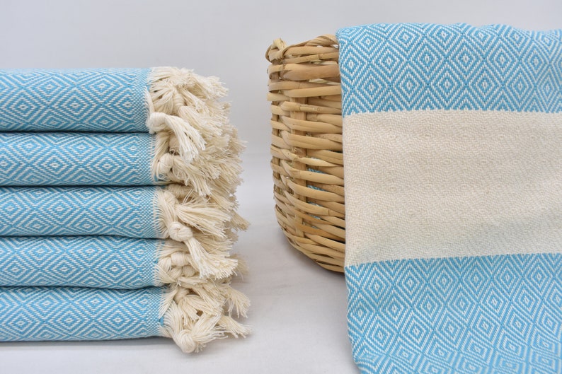 Dark Turquoise Bath & Hand Towel Organic Turkish Cotton - 70" X 40" - 36" X 20" - LUMINA ELIGMA HOME