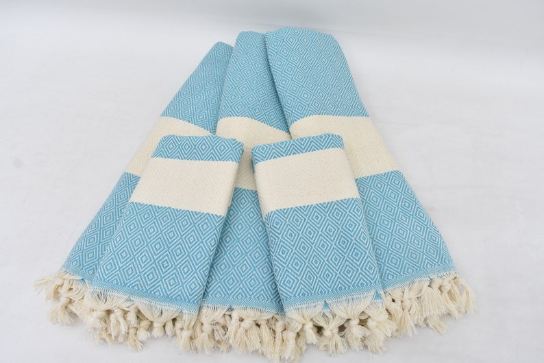 Dark Turquoise Bath & Hand Towel Organic Turkish Cotton - 70" X 40" - 36" X 20" - LUMINA ELIGMA HOME