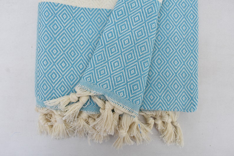 Dark Turquoise Bath & Hand Towel Organic Turkish Cotton - 70" X 40" - 36" X 20" - LUMINA ELIGMA HOME