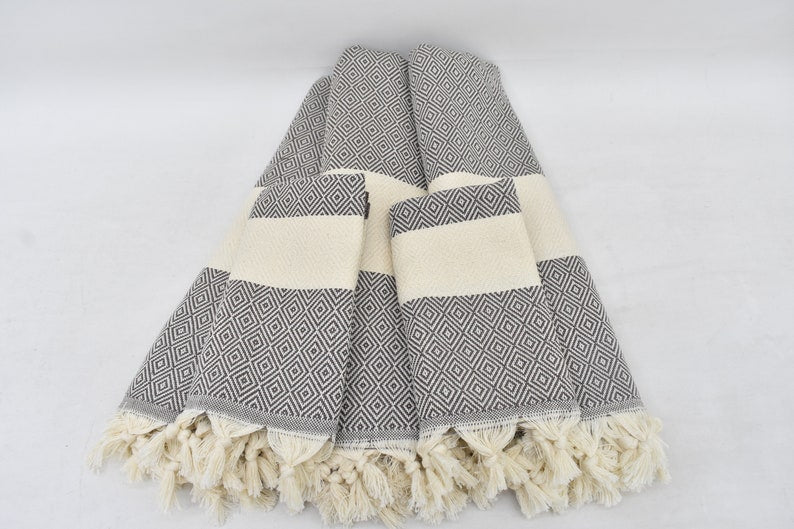 Brown Diamonds Bath Towel Organic Turkish Cotton - 70" X 40"- 36" X 20"