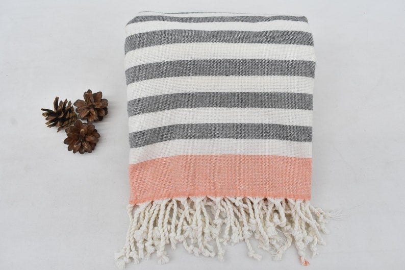 Gray Salmon Terry Bath Towel Organic Turkish Cotton - 63" X 40"