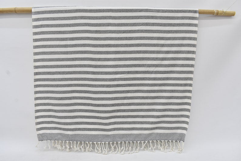 Gray on Gray Terry Bath Towel Organic Turkish Cotton - 63" X 40"