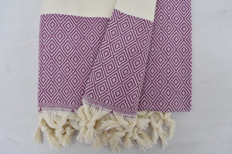 Purple Bath & Hand Towel Diamonds - 70" X 40" - 36" X 20" - LUMINA ELIGMA HOME
