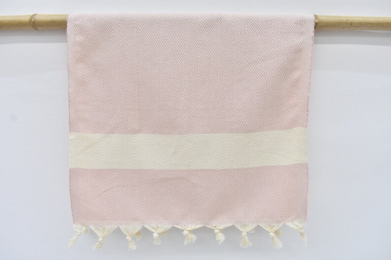 Light Pink Bath & Hand Towel Organic Turkish Cotton - 70" X 40" - 36" X 20"
