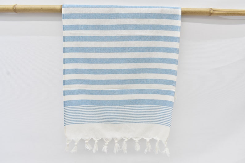 Light Blue Face Towel Organic Peshkir Turkish Towel - 90 CM X 45 CM