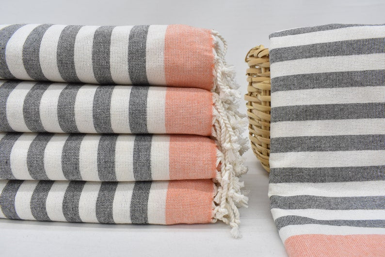 Gray Salmon Terry Bath Towel Organic Turkish Cotton - 63" X 40"