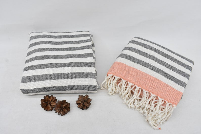 Gray Salmon Terry Bath Towel Organic Turkish Cotton - 63" X 40"