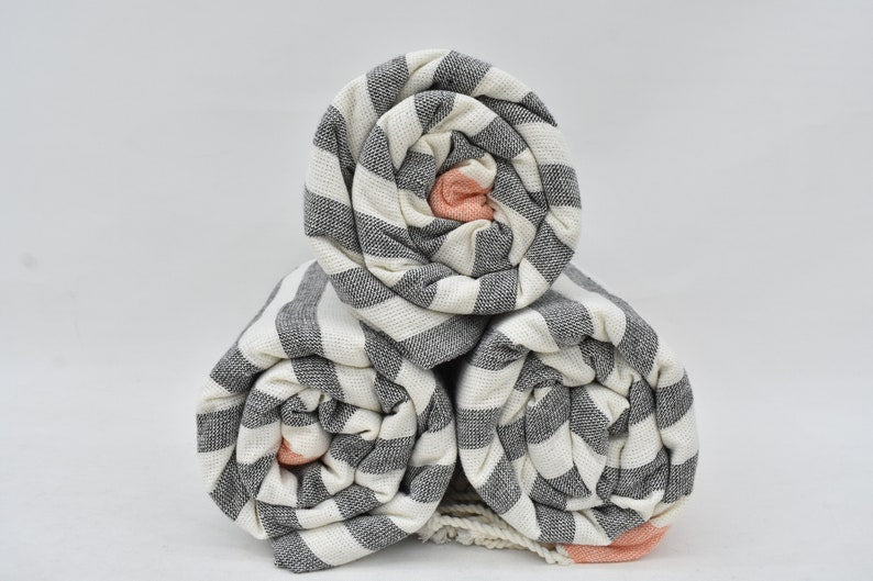 Gray Salmon Terry Bath Towel Organic Turkish Cotton - 63" X 40"