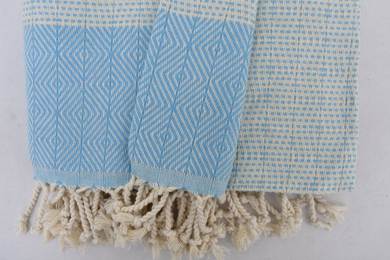Turquoise Diamonds Handmade Towel Organic Turkish Towel - 70" X 40" - LUMINA ELIGMA HOME