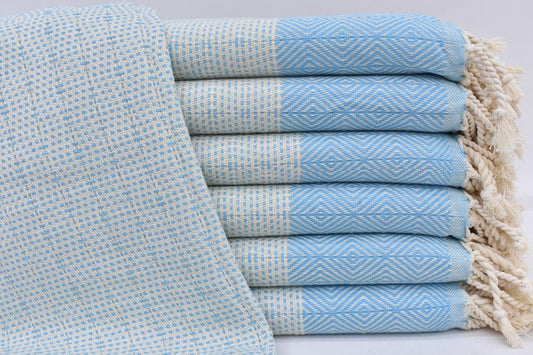 Turquoise Diamonds Handmade Towel Organic Turkish Towel - 70" X 40" - LUMINA ELIGMA HOME