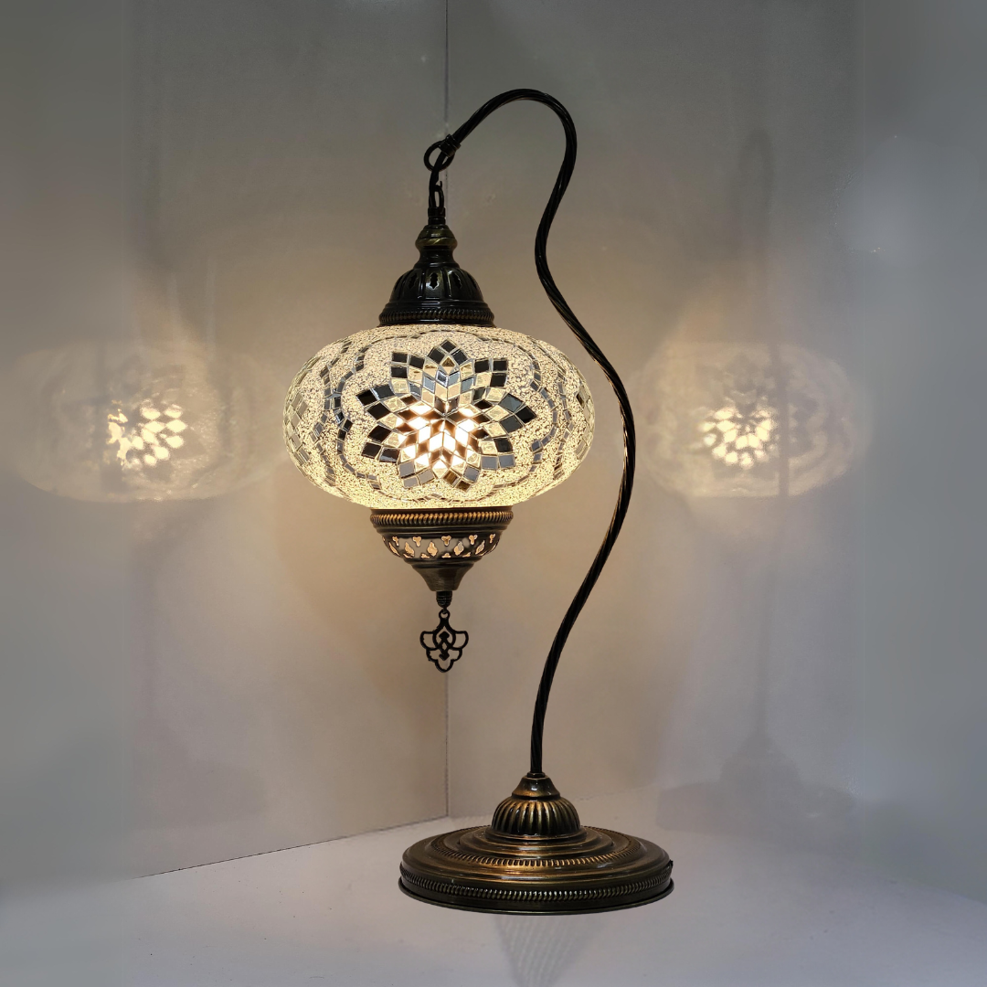 Swan Base Mosaic Turkish Lamp - Large Glass