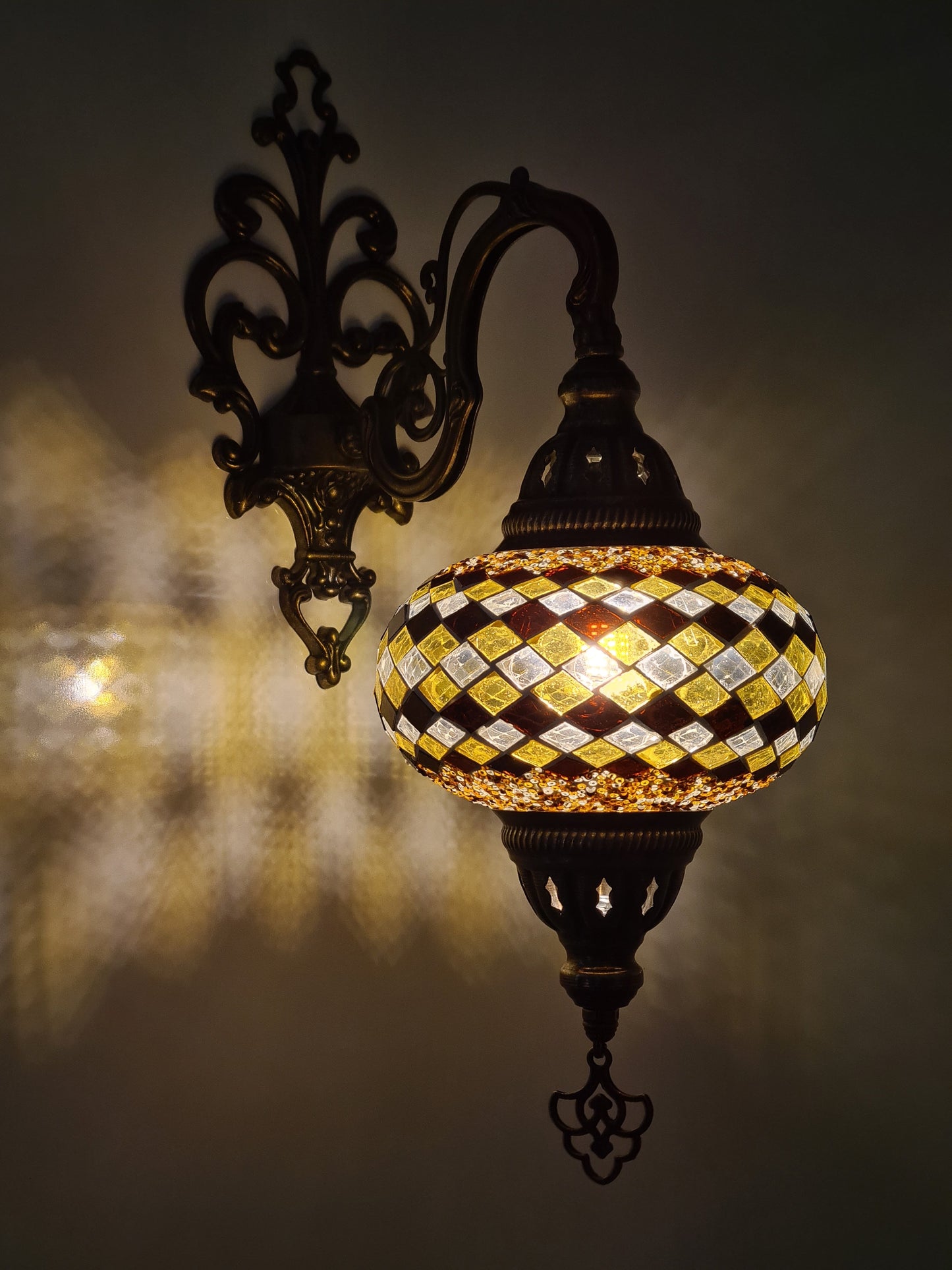 Wall Lamp Scone Base Mosaic Turkish Lamp - Medium Glass