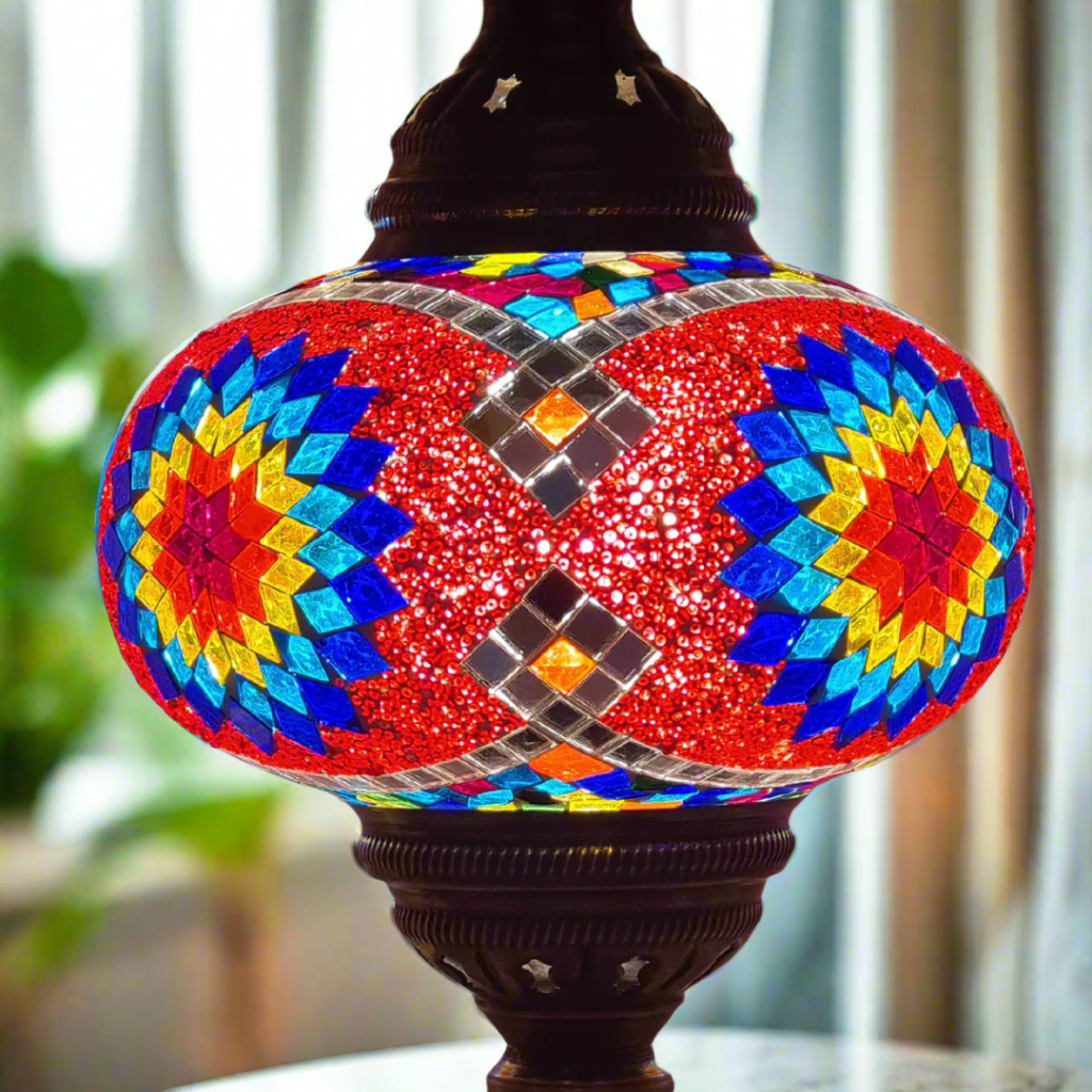 Table Mosaic Turkish Lamp - Large Glass