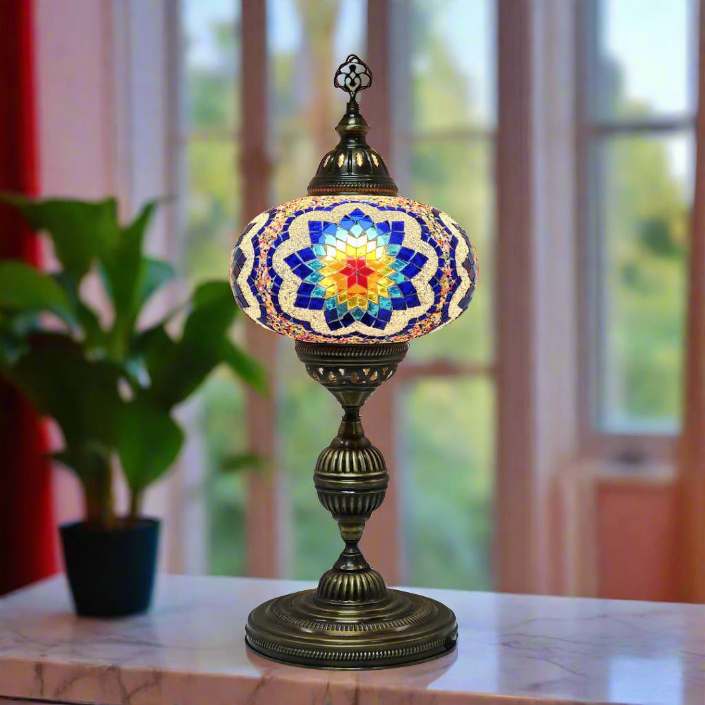 Table Mosaic Turkish Lamp - Large Glass