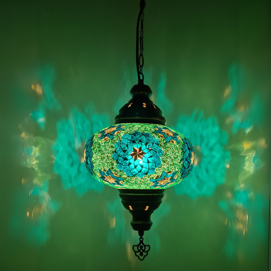 Large Ceiling Lamp - Hanging Mosaic Turkish Lamp