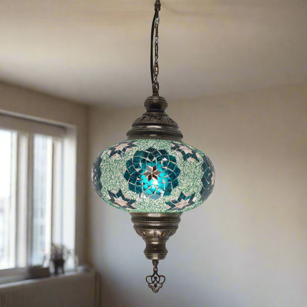 Large Ceiling Lamp - Hanging Mosaic Turkish Lamp