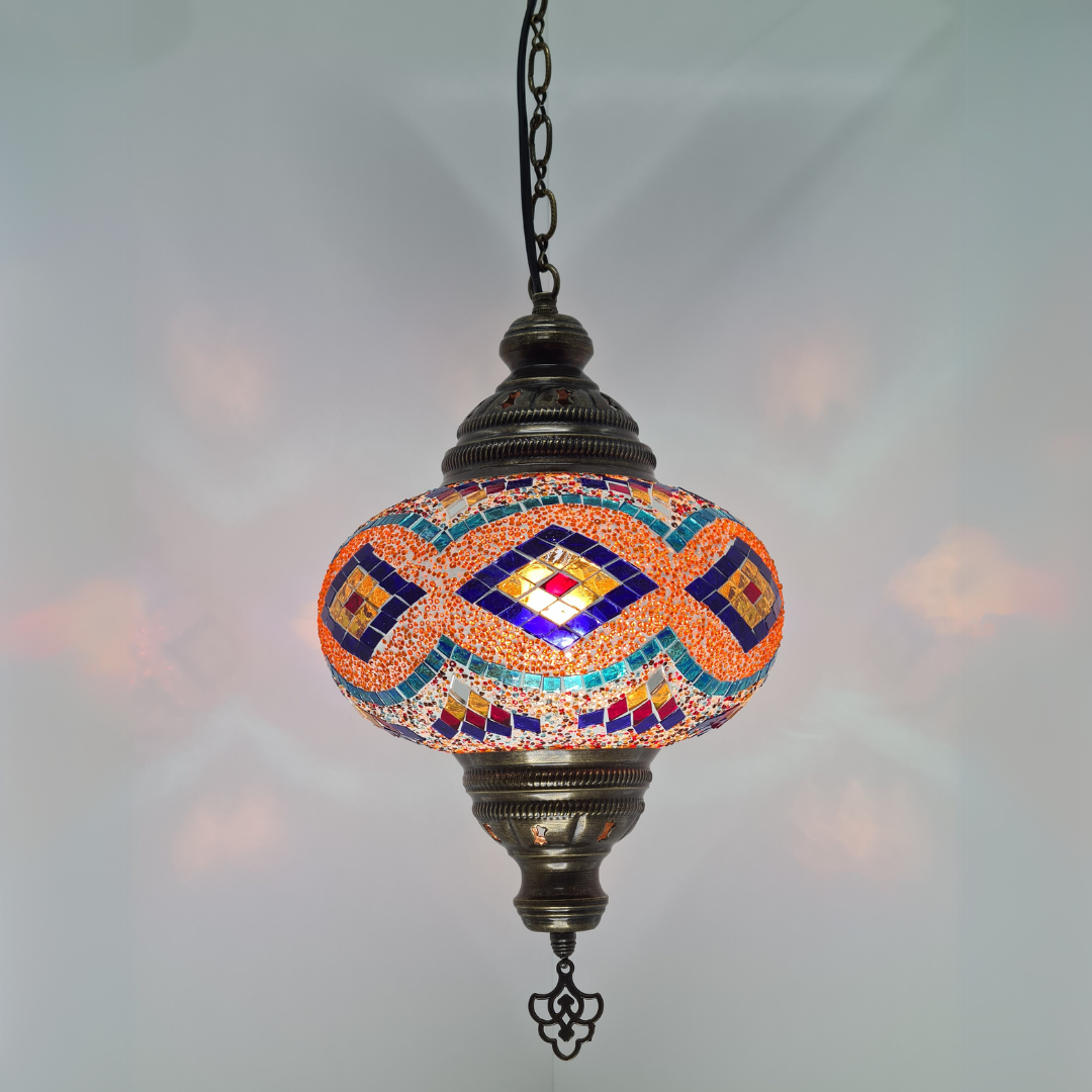 Large Ceiling Lamp - Hanging Mosaic Turkish Lamp