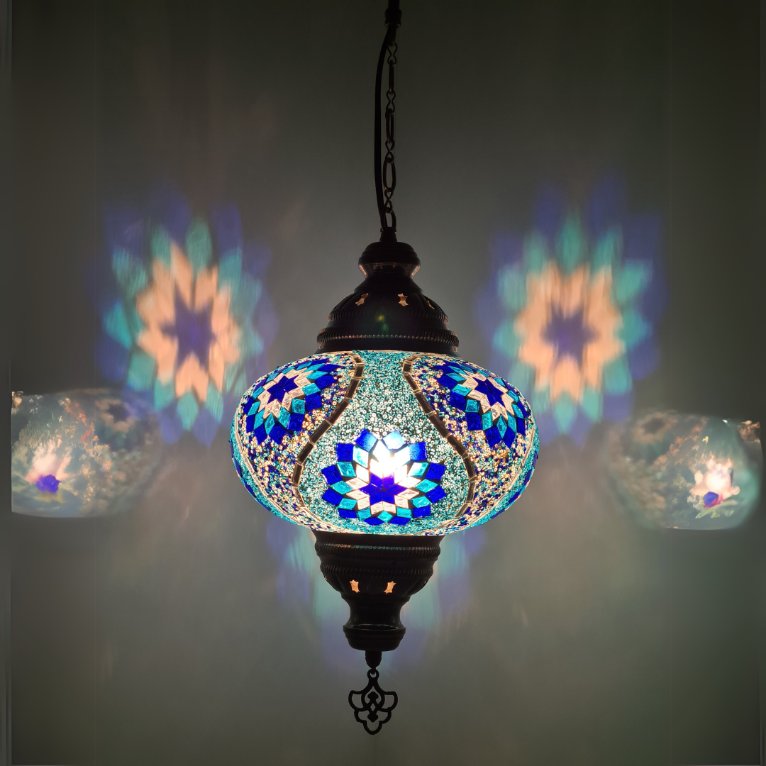 Large Ceiling Lamp - Hanging Mosaic Turkish Lamp