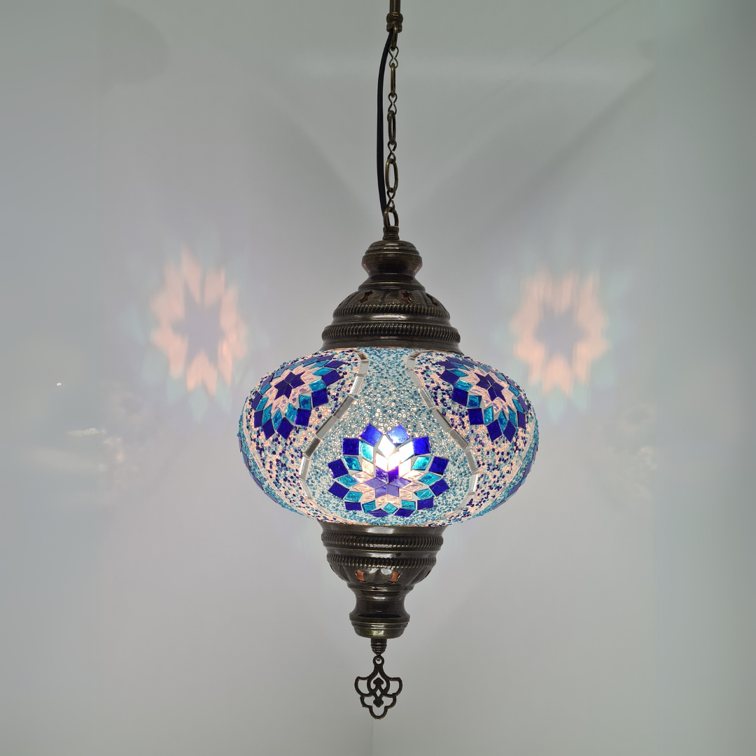 Large Ceiling Lamp - Hanging Mosaic Turkish Lamp