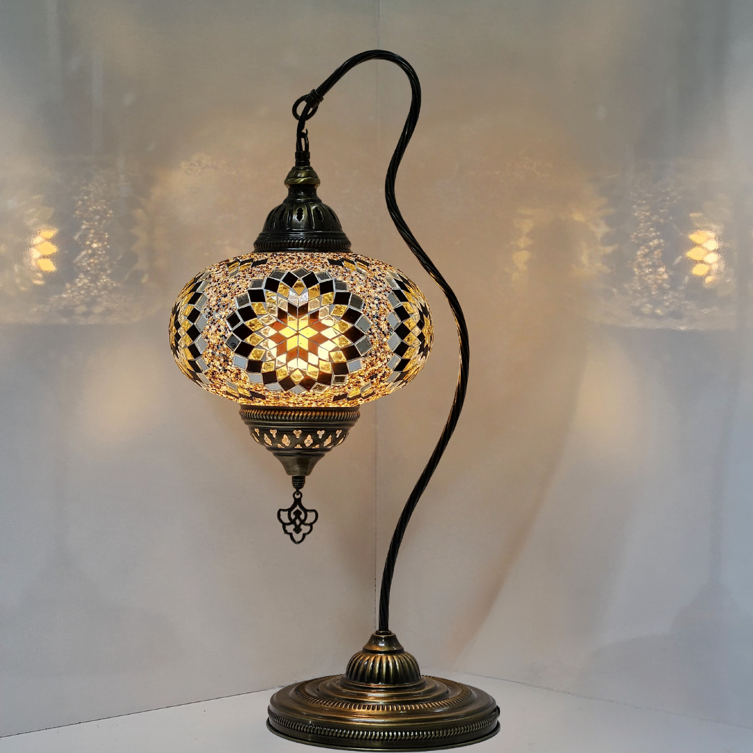 Swan Base Mosaic Turkish Lamp - Large Glass - LUMINA ELIGMA HOME