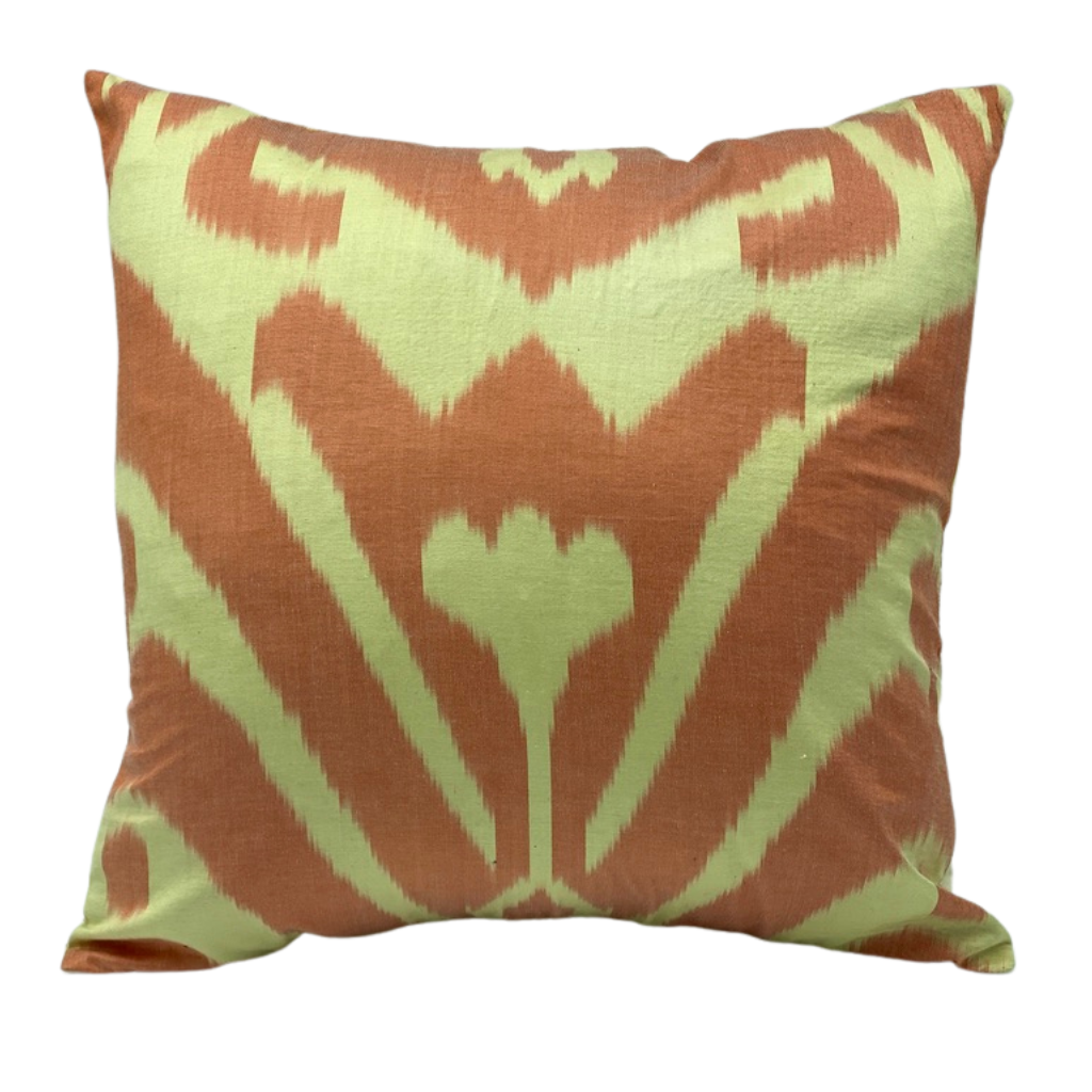 One Side IKAT Cotton Silk Mix Cushion Cover - Cream Brick