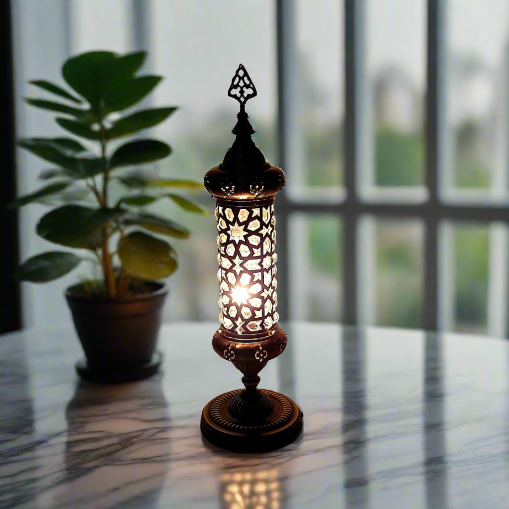 Andalusian Metal & Blown Glass Table Lamp - Candle