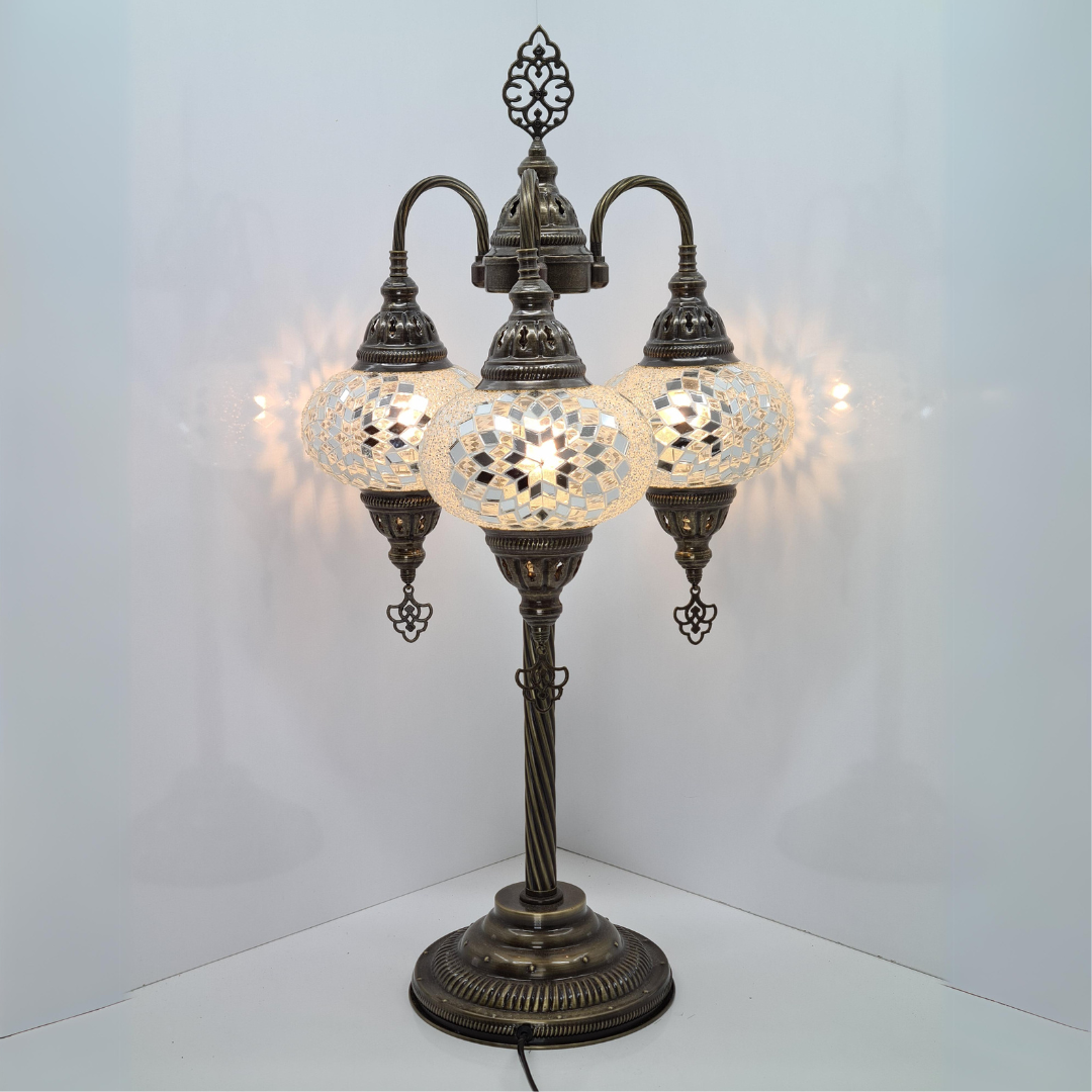 Symmetric Fountain Mosaic Glass Lamp - 3 Globes