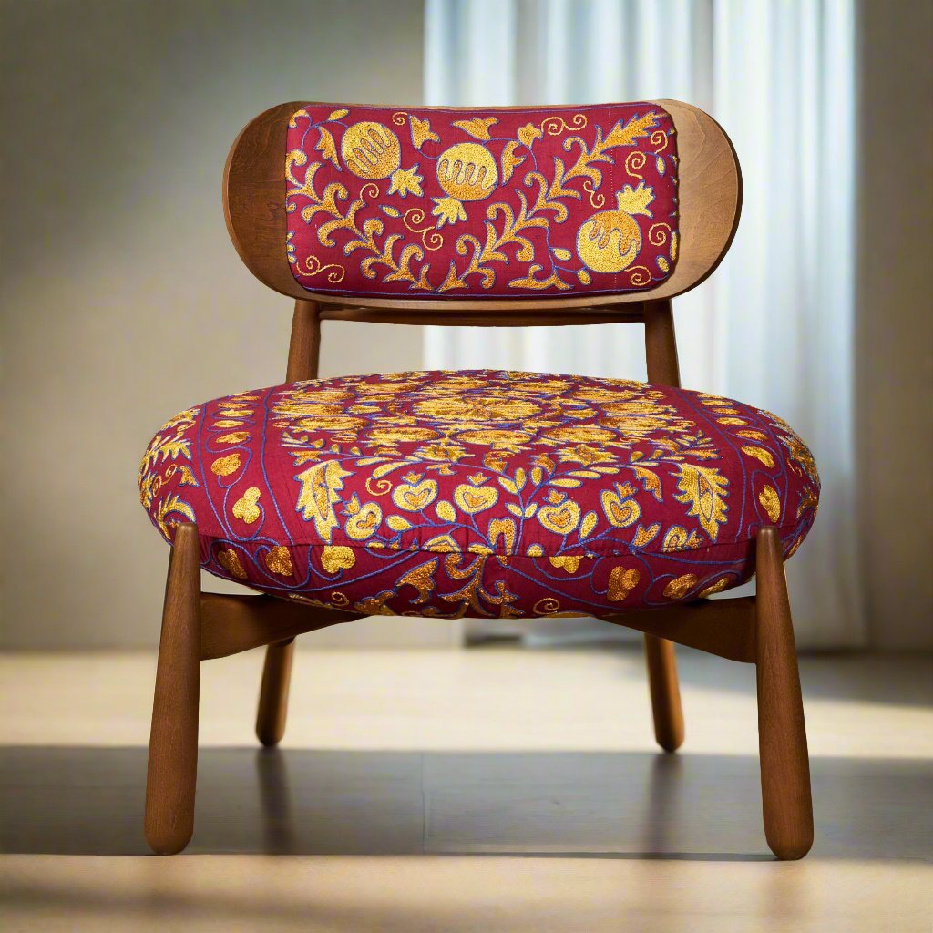 Lagoon Lougne Chair - Suzani Wine Mustard - LUMINA ELIGMA HOME