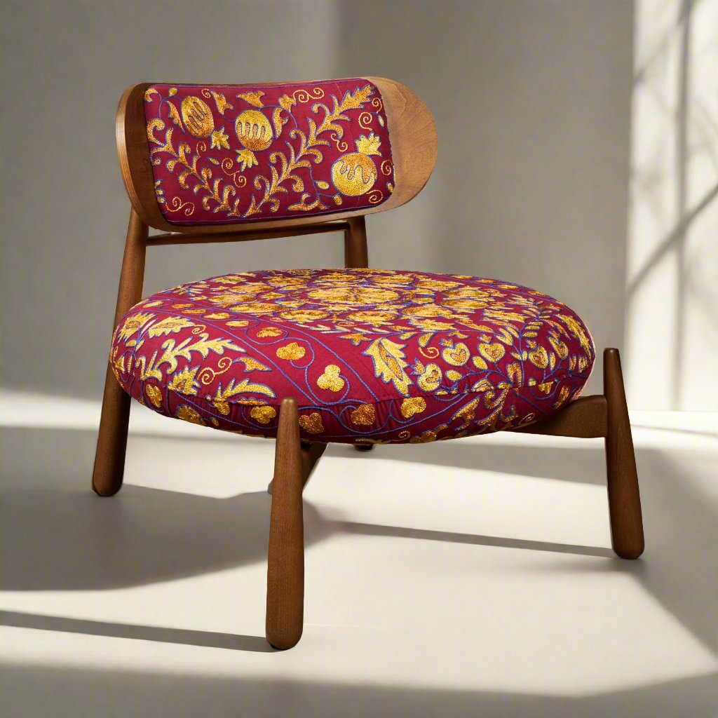 Lagoon Lougne Chair - Suzani Wine Mustard - LUMINA ELIGMA HOME