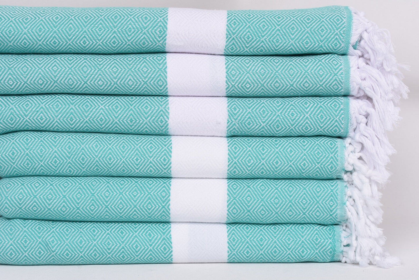 Benetton Green White Diamonds Bath Towel Organic Turkish Towel - 70" X 40"