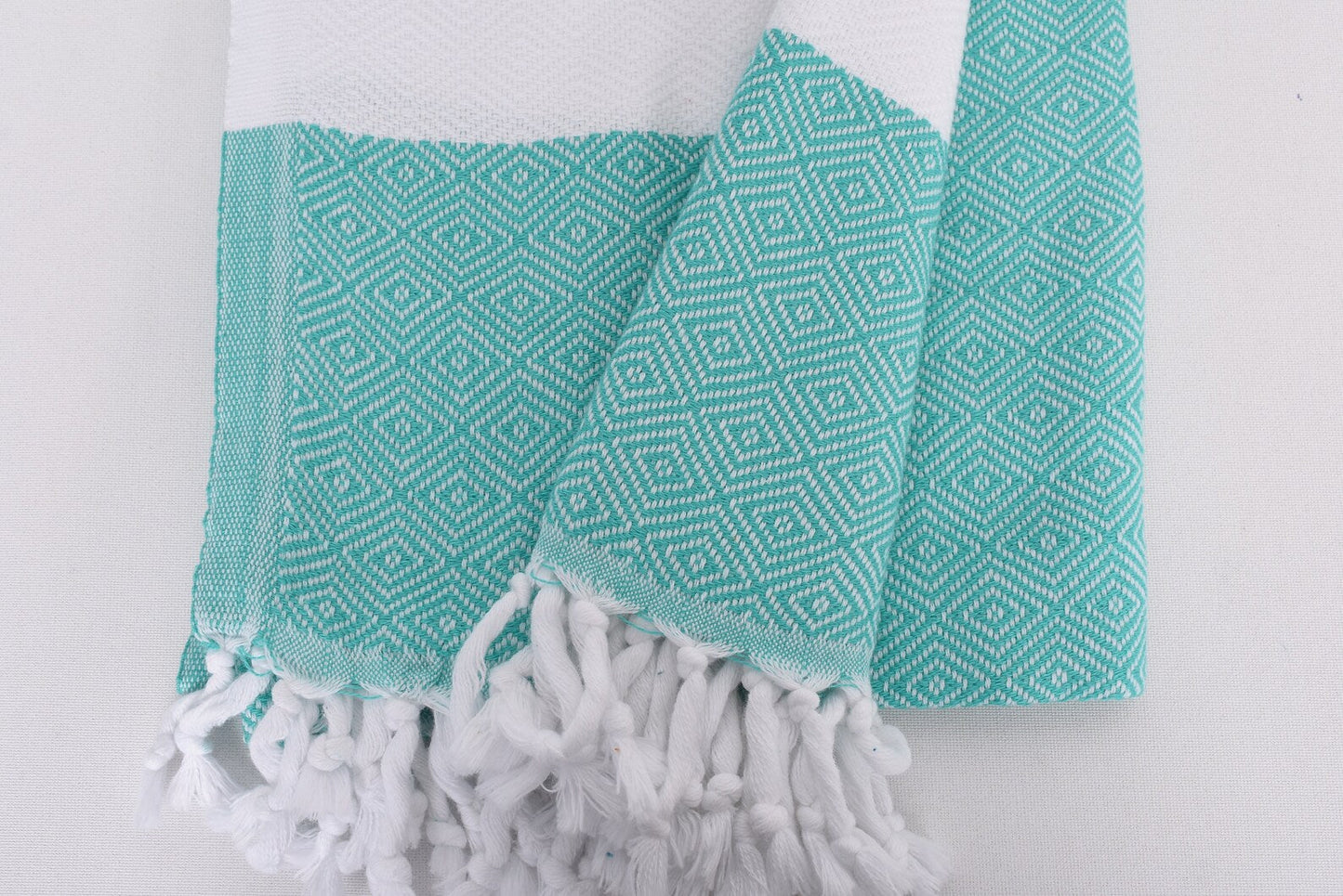 Benetton Green White Diamonds Bath Towel Organic Turkish Towel - 70" X 40"