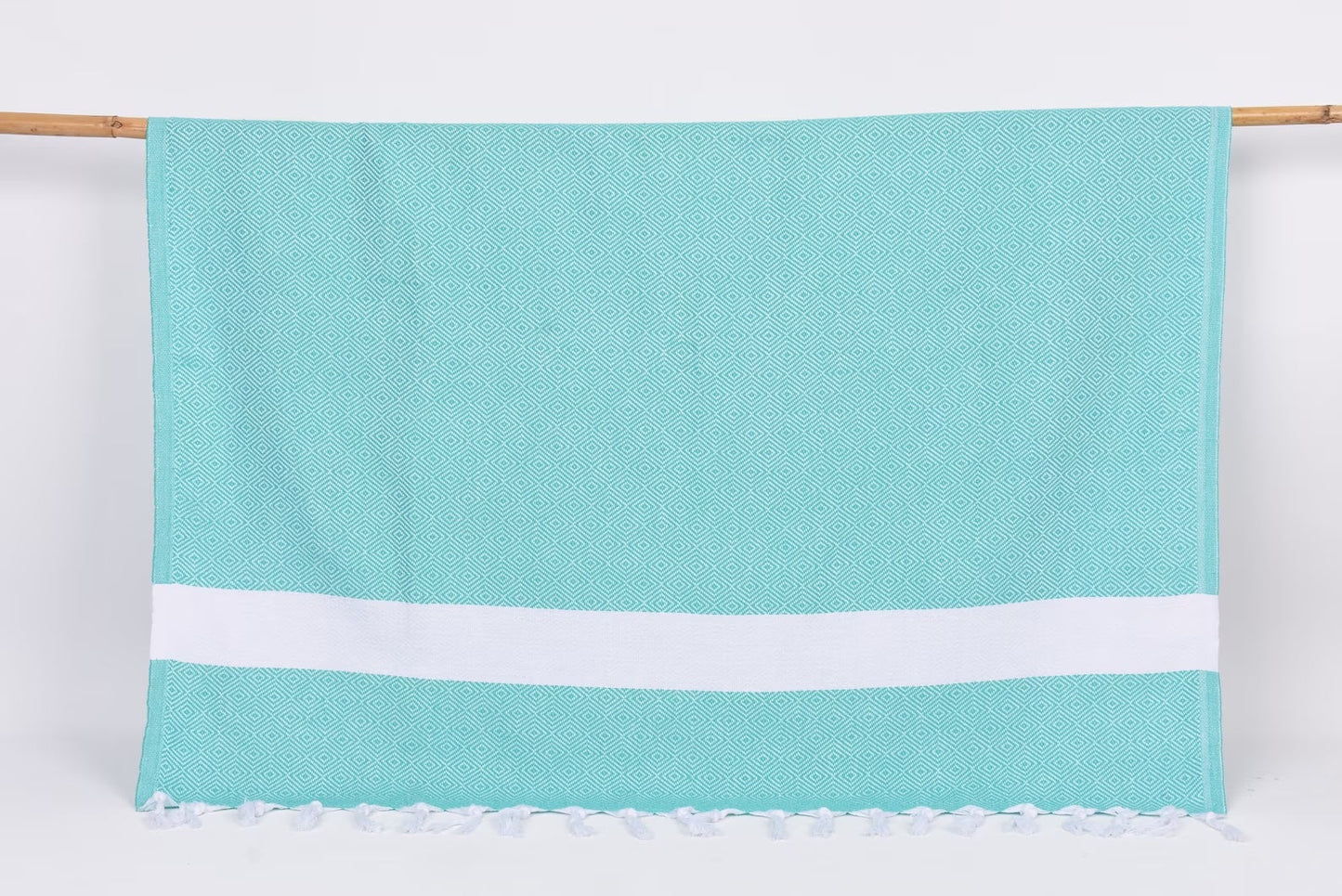 Benetton Green White Diamonds Bath Towel Organic Turkish Towel - 70" X 40"