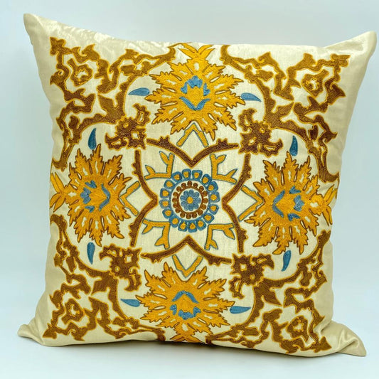 Embroidered Suzani carnation handmade cushion cover uzbek suzani lumina eligma home