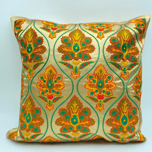 Embroidered Suzani carnation handmade cushion cover uzbek suzani lumina eligma home Satin Mulberry silk